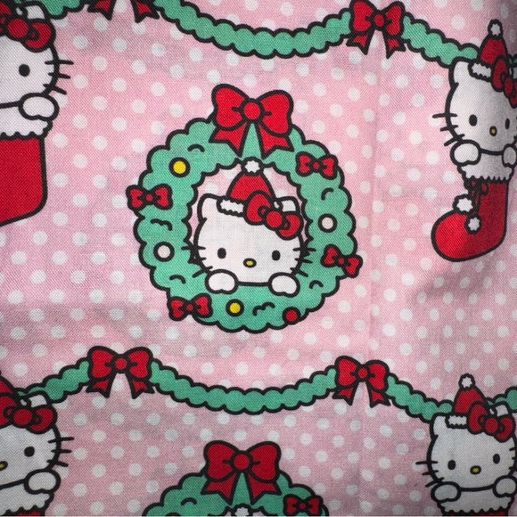 Hello Kitty zipper scrunchie Christmas wreath hand made USA cotton rare print - Picture 3 of 3
